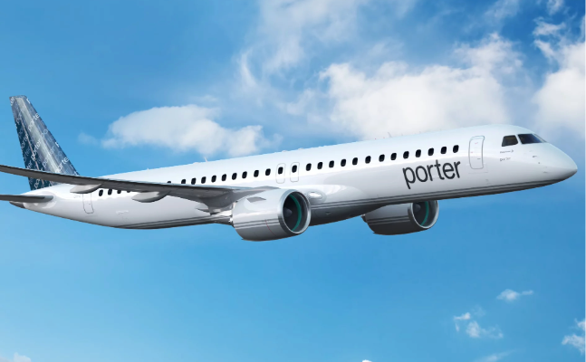 Porter Airlines plane in the air