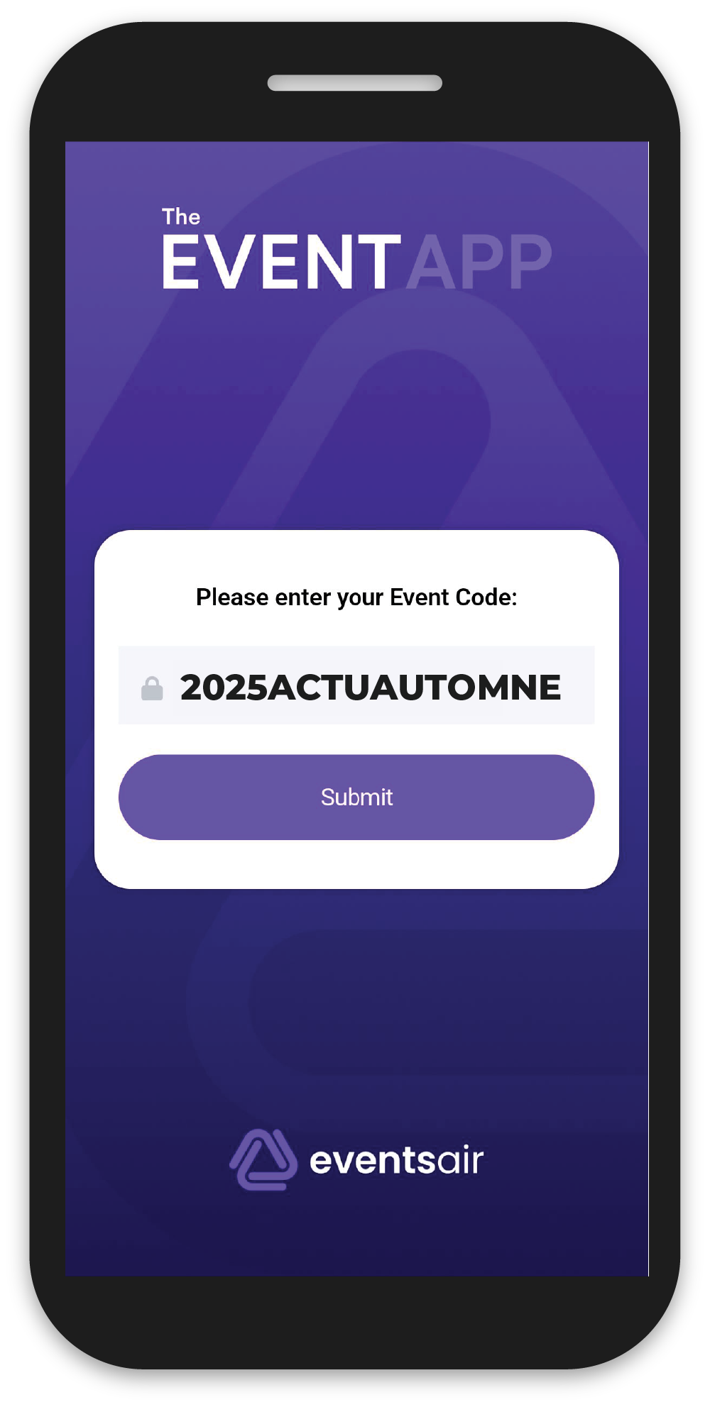 Écran de connexion de l’application